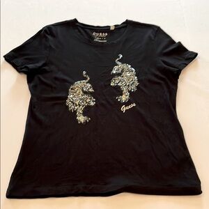 Guess Black Tee with Tiger Design